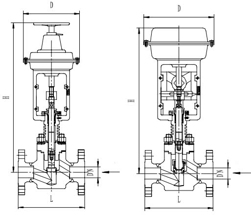 Клапан запорный с пневмоприводом T403QA25-65