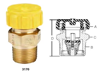 Уравнительные клапаны паровой фазы с простым уплотнением для емкостей согласно стандарту ASME и газовых баллонов DOT с дополнительными скоростными клапанами