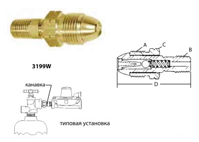 Скоростной клапан модели 3199W для газовых баллонов DOT