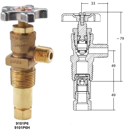 Клапан отбора СУГ к газовым баллонам для использования в автопогрузчиках Rego 9101P6