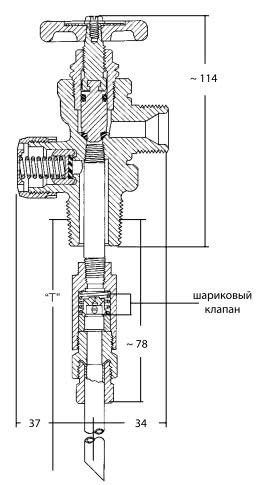 Клапан отбора газообразной фазы с контрольной трубкой тип 9107K8A