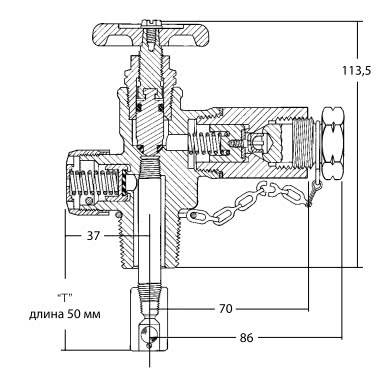 Клапан для отбора газообразной фазы с контролем забора газа и с защитой от постороннего вмешательства тип 9103T9F