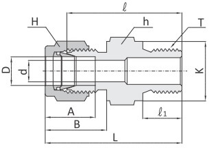Штуцер с наружной цилиндрической метрической резьбой под прокладку c внутренним уплотняющим кольцом