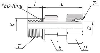 Фитинг прямой конфигурации DIN резьбовой (BSPP цилиндрическая/метрическая цилиндрическая)с уплотнительным кольцом ED-Ring серии DA-GED/MED.