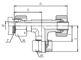 Тройник DIN с отводом по направлению серии DEL.