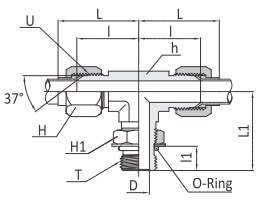 Тройник под развальцовку 37&deg; под мягкую прокладку серии FOBTM для соединения метрических и дюймовых трубок.