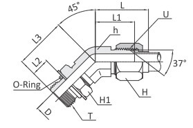 Фитинг прямой конфигурации 45&deg;под развальцовку 37&deg; под мягкую прокладку серии FOLMB для соединения метрических и дюймовых трубок.
