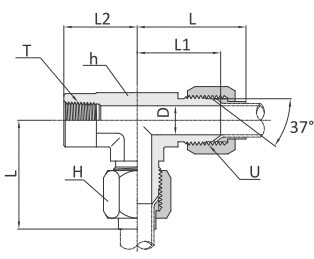 Тройник под развальцовку 37&deg; с внутренней резьбой серии FRTF для соединения метрических и дюймовых трубок.