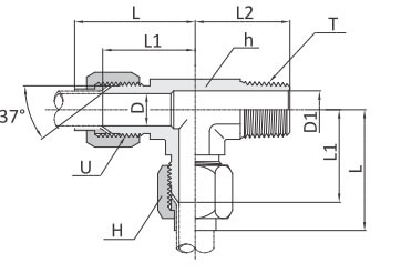 Тройник под развальцовку 37&deg; серии FRTM для соединения метрических и дюймовых трубок.