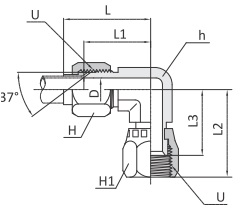 Фитинг угловой конфигурации под развальцовку 37&deg; шарнирный серии FSL для соединения метрических и дюймовых трубок.