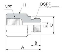 H-MFAB Адаптер с наружной и внутренней резьбами NPT и G (M)