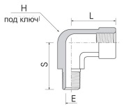 H-SLCR Соединитель угловой понижающий с нар.и внутр.резьбами