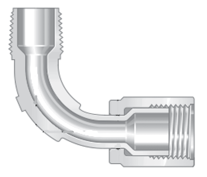 Фитинги высокой чистоты из перфторалкокси компактные закругленные угольники с наружной резьбой NPT